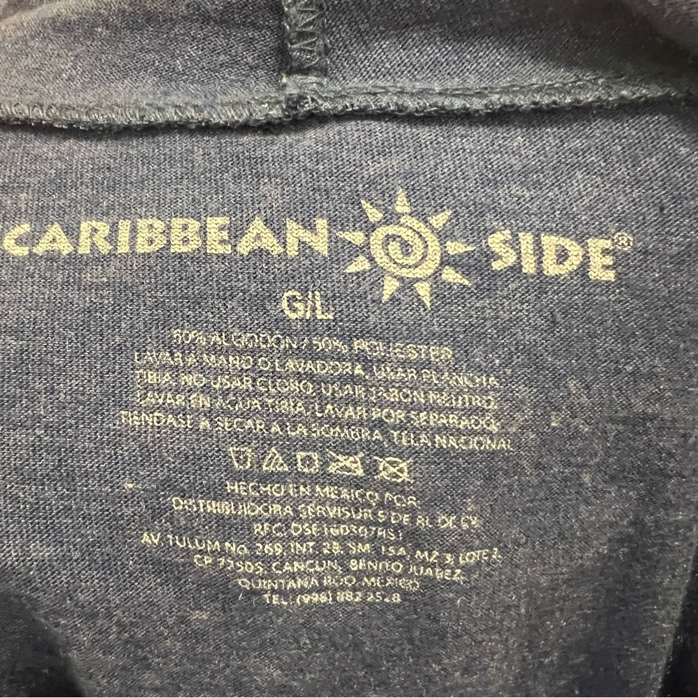 CARIBBEAN SIDE Resort/Souvenir Blue  Long Sleeve Knit Hoodie Top L Riviera Maya - Picture 5 of 5